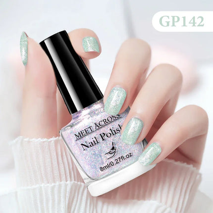 MEET ACROSS 8ml Glass Bottle Water-Based Peel Off Nail Polish Colorful Air Dry Nail Art Varnish Nails Manicure No Need Lamp