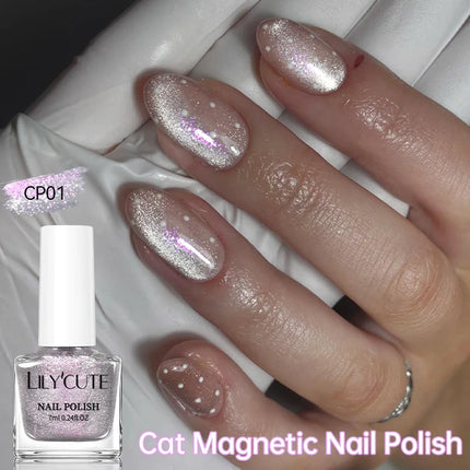 LILYCUTE 7ml Cat Magnetic Nail Polish Colorful Bright Shining Pearl Effect Nail Art DIY Decoration No Need of Lamp to Cure