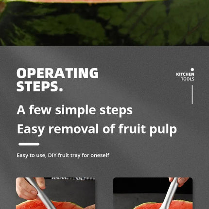 1pc Multi-purpose Portable 2In1 Watermelon Fork Slicer Watermelon Slicer Cutter Knife Stainless Steel Kitchen Fruit Cutting Fork