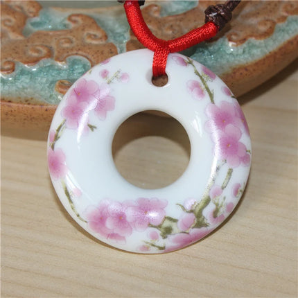 Miredo jewelry wholesale ceramic retro style necklaces women's pendant artware rope chain boondoggle #1119