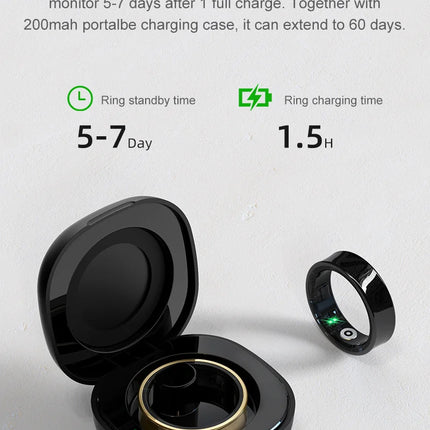 R09 Smart Ring 5ATM Waterproof Health Tracker Multi Sport Modes Skin Temperature Measurement Stress Heart Rate Monitor SmartRing