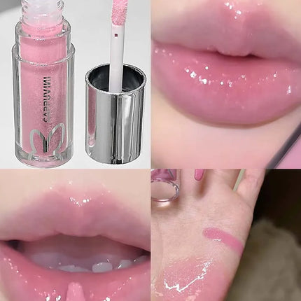 Brown Glitter Lip Glaze Lasting Shimmer Mirror Water Lip Gloss Waterproof Jelly Plumping Lipstick Make Up Moisturizing Lip Tint