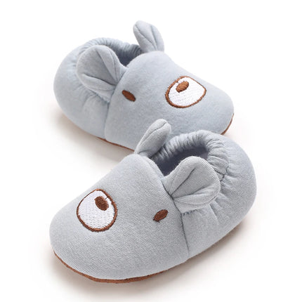 Cartoon Animal Pattern Newborn Baby Shoes Boys Girls 0-18M Slippers Soft Sole Non-slip Crib First Walker Winter Warm Booties