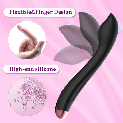 Flexible Finger Design High-End Silicone G-Spot Vibrator with Clitoral Stimulation – Waterproof, Quiet, Rechargeable Adult Toy f