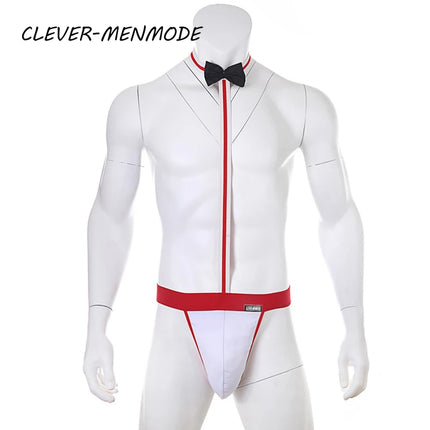 Novelty Sexy Men's Mankini Thong Underwear Erotic Lingerie Waiter Costume Suspender Bodysuit Tie Teddies