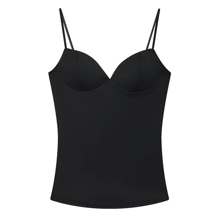 HXAO Woman Tops Corset Crop Top Women Sleeveless Black Brown Top With Straps Camisole Bodycon Backless Sexy Tops Bustier