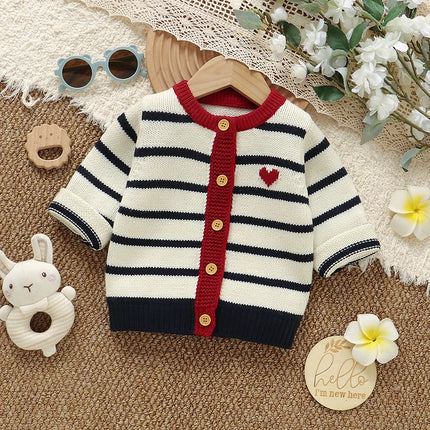 Baby Sweaters Clothes Fashion Stripes Infant Kids Boys Girls V Neck Long Sleeve Knitted Jackets & Coats Toddler Outwear Cradigan