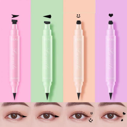 1PC 2 in 1 Eyeliner Stamp Pencil Waterproof Double-ended Black Liquid Eye Liner Pen Quick Dry Triangle Seal Eye Liner Make Up