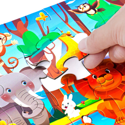 Kids Cartoon Animal Jigsaw Puzzles Montessori Educational Toys Parent-Child Theme Game Paper Educational Gift for Children