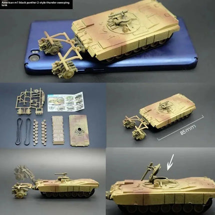 1/72 Scale Mini Plastic Assembled Tank Model Kit WWII Military Model Puzzles, M88A1G, M1A2, T55A, M4A3, M12, JSU152, M42, M1113A