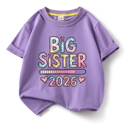 Big Sister Big Brother 2026 Printed Kids T-shirt Children Summer Short Sleeve Clothes Tees Kids Valentine Funny T Shirt Gift