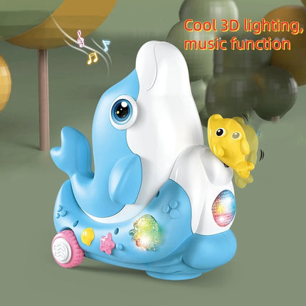 Electric 3D Cool Light Dolphin for Kids Levitation Blow Ball Function Collision Auto Steering Baby boy girl birthday gift