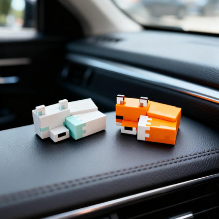 2 Pieces - 3D Printed Sleeping Cube Fox Figurines, Indoor and Outdoor Table Decorations, Wedding, Birthday, Christmas, New Year Gifts, Party Favor Fillers