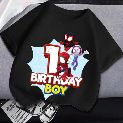 Marvel Spider-Man Digital Print Summer Boys Girls T-Shirt Suitable Street Wear 100% Cotton Breathable Soft Short-Sleeved Top