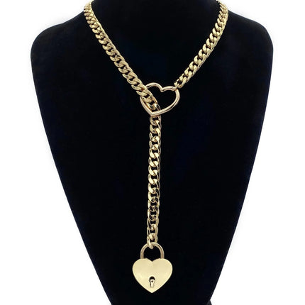 60cm Neck Collar Padlock Chain Necklace Heart O-Ring With Key BDSM Sex Toys For Women Bondage Restraints Erotic Accessories