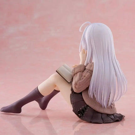Wandering Witch: Elaina Figure, Casual Knitwear Sitting Pose Anime Figure, Collectible PVC Model Doll, Desktop Ornament Gift