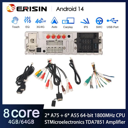 Erisin ES8529D 8" Android 14 Car Stereo For Renault Dacia Duster Logan Sandero Dokker Radio GPS Sat CarPlay Auto 4G WiFi DSP IPS