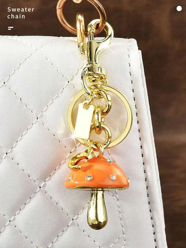 Cute Zinc Alloy Mushroom Keychain Pendant Charm For Bag Car Keys Decoration Gift