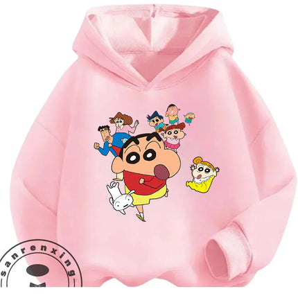 Casual Winter Kids Hoodie Cute Cartoon Hooded Trendy Street Style Wear Crayon Shin Chan Boys Girls 3 14