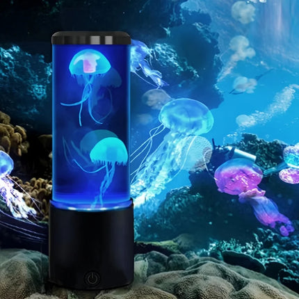 Jellyfish Lava Lamp Aquarium Ocean Night Lights 7 Colors LED Jellyfish Mood Lights With Four Home Bedroom Desktop Decoration Gif