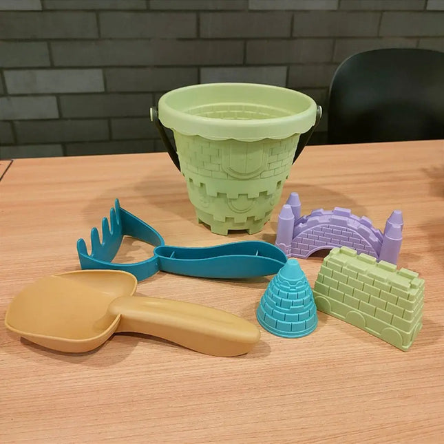 Outdoor Game For Kids 6PCS Sand Toys Set Beach Castle Bucket Shovel Rake Mold Digging Sand Kit Parent-Children Interactive