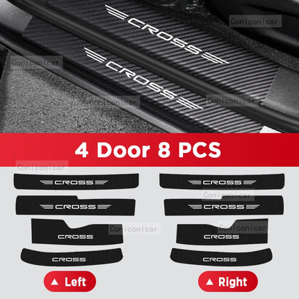 For TOYOTA COROLLA CROSS 2022-2024 Car Door Sill Scuff Plate Pedal Decor Carbon Fiber Waterproof Protector Sticker Accessories