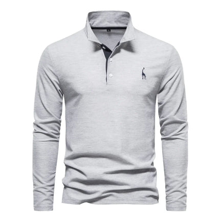 Spring New Style Men's Cotton POLO Shirt Casual Long Sleeve Turn-down Collar Embroidery Deer Fashionable Breathable Polo Top