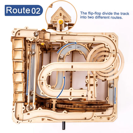 ROKR Wooden 3D Puzzle Marble Parkour Big Funnel Marble Run DIY Roller Coaster Toys Model Building Kit Gift for Adults Kids