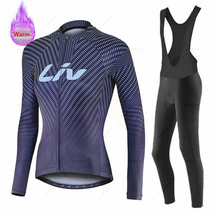 Liv Women Winter Bicicleta Set Outdoor Thermal Fleece Cycling Clothing Road Bike Shirt MTB Jersey Bicycle Uniform Roupa Ciclismo