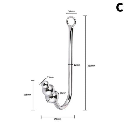 Stainless Steel Anal Hook With Anal Beads Hole Anal Hook Metal Butt Plug Anal Sex Toys Adult Product No Vibrator For Men Gay