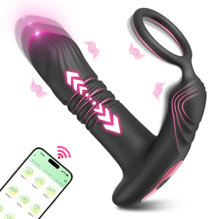 2 In 1 Cock Ring Anal Plug Vibrator Gay Butt Plug Penetration Anal Vibration Masturbation Tools Dildo Anal Masturbator Adult Toy
