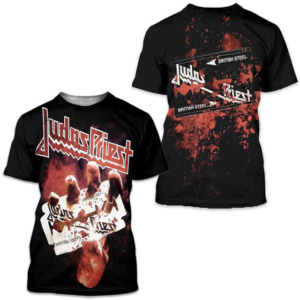 Popular Rock Judas Priest Band 3D Printed Men Women T-shirts Summer New Fashion Hip Hop Style Men's Clothing Streetwear Tees Top