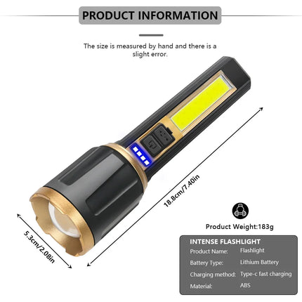 1/A Set Super Bright LED Flashlights USB Rechargeable Telescopic Zoom Tactical Torch Portable Long-Range Camping Fishing Lantern
