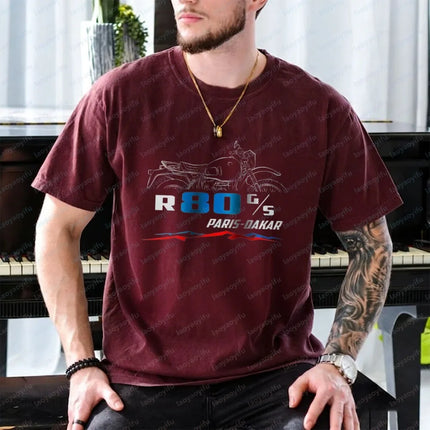 Motorcycle T-shirt for BMW R80G/S Paris Dakar 1984-1987 Fans and Riders Tees Summer Casual Short-sleeve Tees Men's Clothing