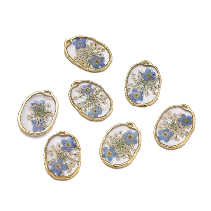2pcs/Lots Alloy Enamel Charms Dried Flower Pendant for Handmade DIY Necklace Bracelet Earring Jewelry Making Accessories