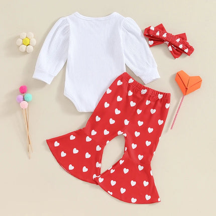 My First Valentines Day Baby Girl Outfit Infant Daddys Valentines Newborn Bell Bottoms Valentines Clothes