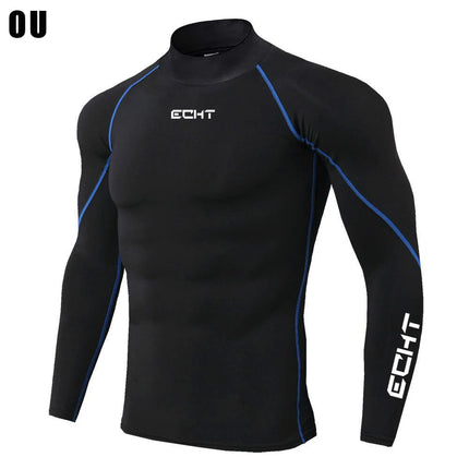 Men's Workout Compression Shirt Turtleneck Long Sleeve Rash Guard Gym Base Layer Athletic Undershirt Gear Sports Shirt