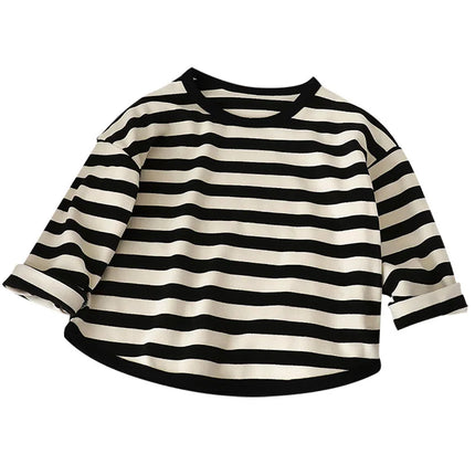 Spring Autumn New Children Casual T Shirt Loose Kids Striped T Shirts Soft Warm Tee Boys Girls Long Sleeve Tops Baby Clothes