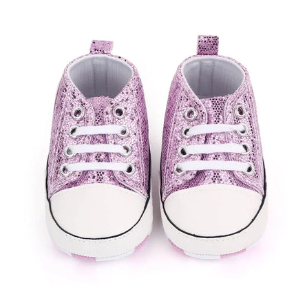 2024 Newborn Sequined Canvas Baby Sneakers Casual Baby Boys Girls Toddler Multi-Color Soft Sole Non-slip Walking Shoes