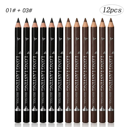 6/12PCs eye brow pencil waterproof professional women eye makeup pen easy color natural black Brown cosmetic beauty eyebrow tool