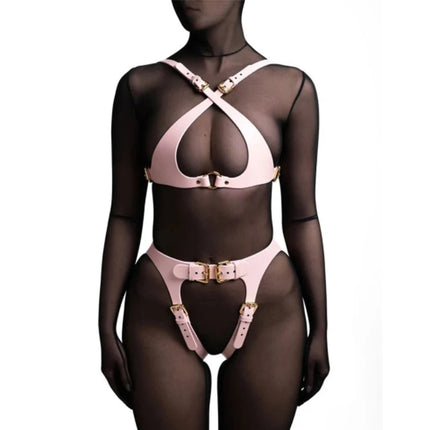 Leather Corset And G-string Underwear for Women Sexual Teasing Teaching Props Adult Wearable Set Special Use Clothing