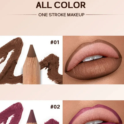 Nude Brown Lipliner Pen Wooden Matte Lip Liner Waterproof Lipstick Pencil Easy To Wear Non-stick Cup Lip Contouring Pen Cosmetic