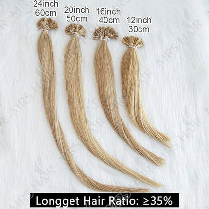 U Tip Fusion Hair Extensions Blonde Natural Real Human Hair Extensions 1.5cm Keratin Hair Capsules 50pcs 30g 40g 50g 12-24inch
