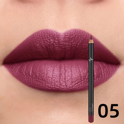 Matte Lip Liner Pencil - Waterproof, Long-Lasting, Non-Stick Formula with Moisturizing Benefits, Natural Look for All Skin Types