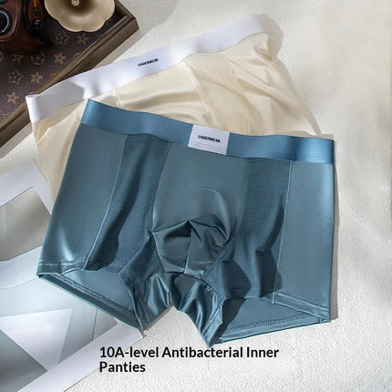 3pcs【LORIEN CREST】Men's Satin-Like Ice Silk Boxers Summer Breathable Air-Conditioned Underwear Lightweight Trunks New