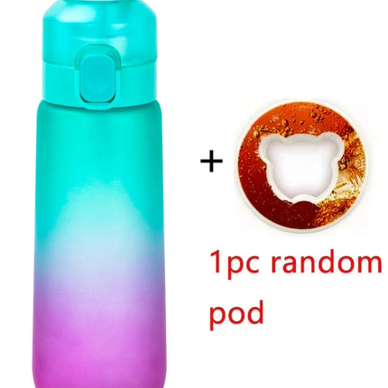 1pc 650ml Flavored Water Bottle with Random 1 Flavour Pods Air Water Bottle Frosted Black Air Camping Sport Fitness Cup