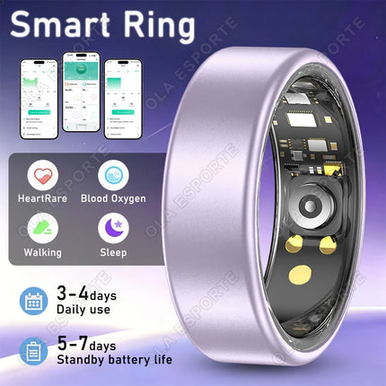 2026 Smart Ring Blood Pressure Heart Rate Sleep Monitoring Smart Ring IP68 & 5ATM Waterproof Multi-sport Mode Smartring Man Wome