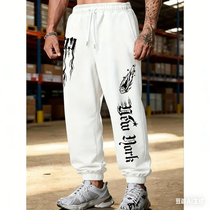 Men'S Versatile Solid Color Drawstring Loose Casual Sports Pants，Spring And Autumn Men'S Outdoor Home Casual Trousers