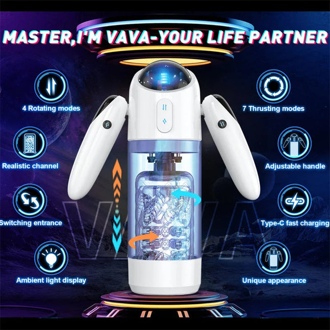 Automatic Male Masturbator 4 Thrusting 7 Rotation Modes 7 Color Ambient Lighting Pocket Pussy Male Stroker Adult Sex Toy for Men