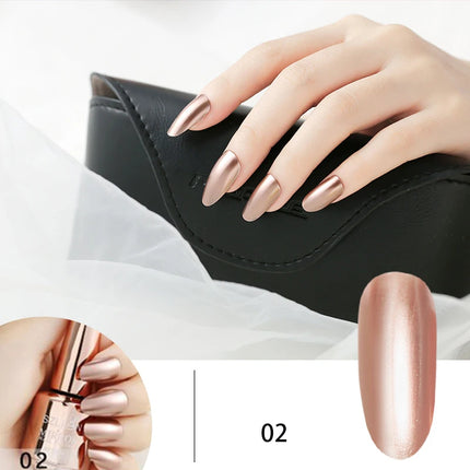 12 Colors Mirror Polish Long-lasting Quick-drying Metallic Silver Purple Rose Gold Nail Polish, Non-Peeling Nail Gel Varnish
